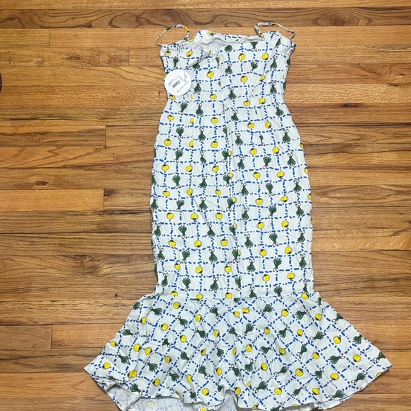 STAUD White and Blue Dress with Lemon Print - Picture 4 of 4
